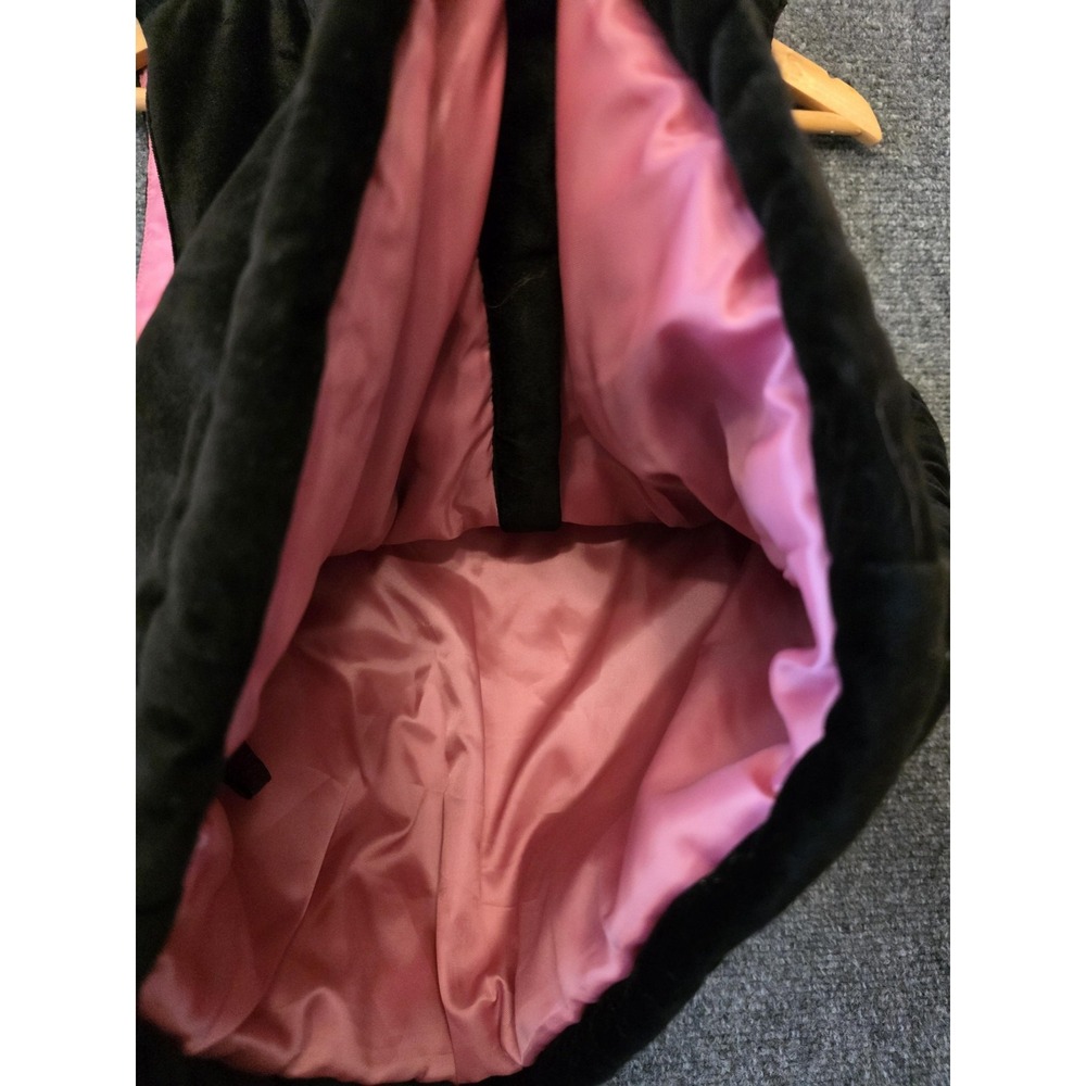 Vintage Ralph Lauren Vest Womens Small Black Velvet Quilted Zip Puffer Hong Kong - Picture 3 of 12